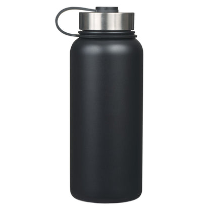 Be Strong Black Stainless Steel Water Bottle - Joshua 1:9