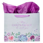 May God's Grace Be With You Purple Succulent Large Landscape Gift Bag with Card - Colossians 4:18