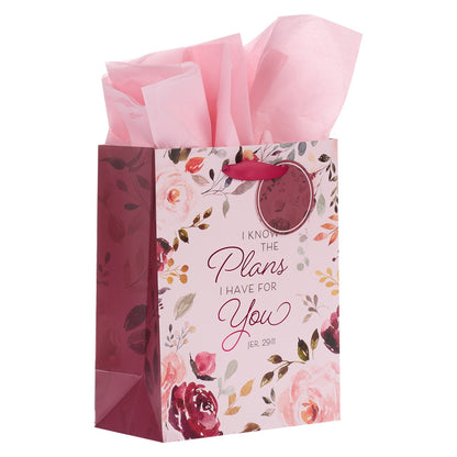 The Plans I Have for You Plum Floral Medium Gift Bag – Jeremiah 29:11