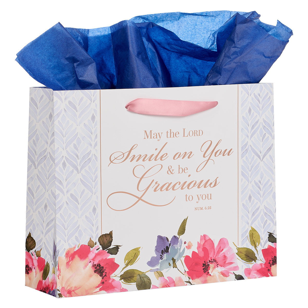 Smile and Be Gracious to You Floral Large Landscape Gift Bag and Card Set - Numbers 6:25