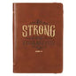 Christian Art Gifts Scripture Journal Brown Be Strong Joshua 1:9 Faux Leather Notebook