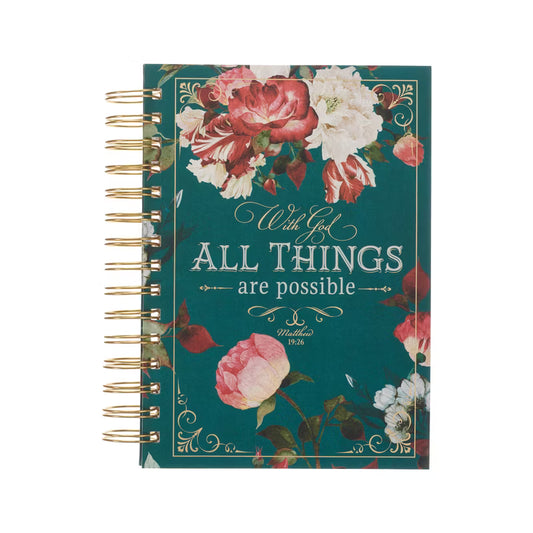 With God All Things Large Hardcover Notebook