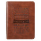 Be Strong and Courageous Saddle Tan Handy-sized Faux Leather Journal - Joshua 1:9