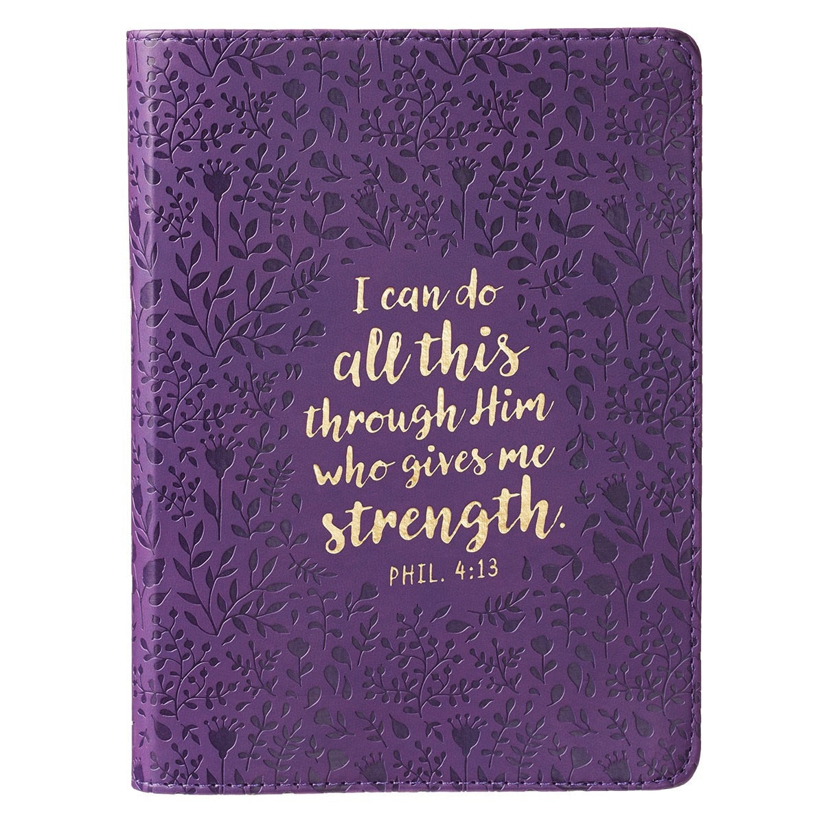 I Can Do All This Purple Handy-sized Faux Leather Journal - Philippians 4:13