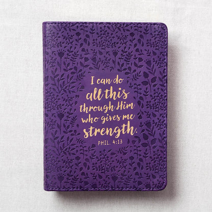 I Can Do All This Purple Handy-sized Faux Leather Journal - Philippians 4:13