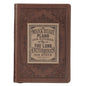 A Man's Heart Classic Faux Leather Zippered Journal in Brown - Proverbs 16:9