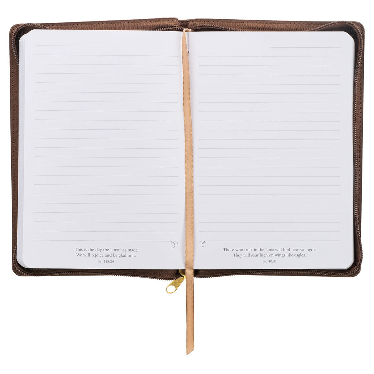 Soar Brown Faux Leather Classic Journal with Zipped Closure - Isaiah 40:31