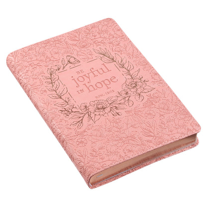 Joyful in Hope Pink Faux Leather Classic Journal - Romans 12:12