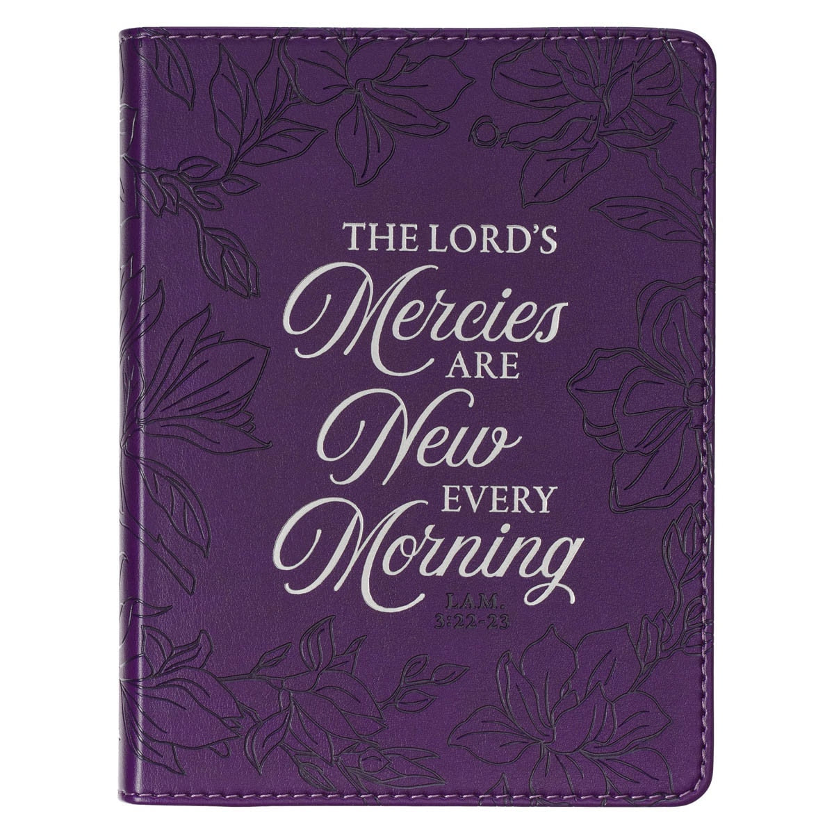 New Mercies Purple Floral Faux Leather Handy-sized Journal - Lamentations 3:22-23