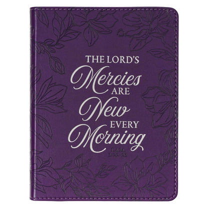 New Mercies Purple Floral Faux Leather Handy-sized Journal - Lamentations 3:22-23