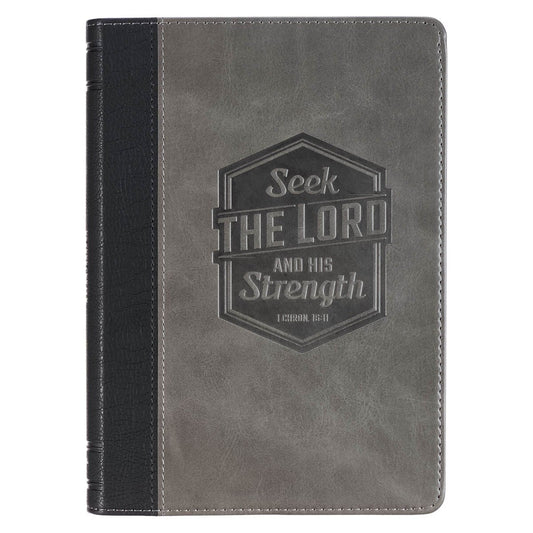 Seek the Lord Black and Gray Faux Leather Classic Journal - 1 Chronicles 16:11