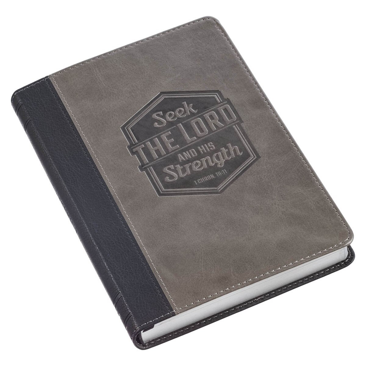 Seek the Lord Black and Gray Faux Leather Classic Journal - 1 Chronicles 16:11