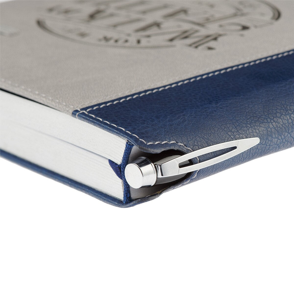 Walk By Faith Navy and Gray Classic Journal with Elastic Closure and Pen Holder - 2 Corinthians 5:7