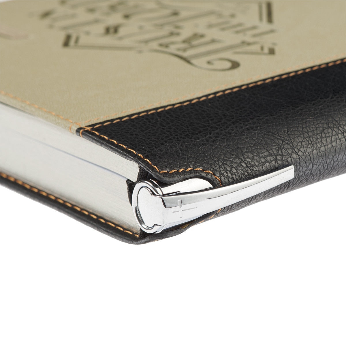 Trust in the Lord Black and Sand Faux Leather Classic Journal with Pen Holder - Proverbs 3:5