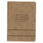 With God All Things Are Possible Tan Faux Leather Journal with Zipper Closure - Matthew 19:26