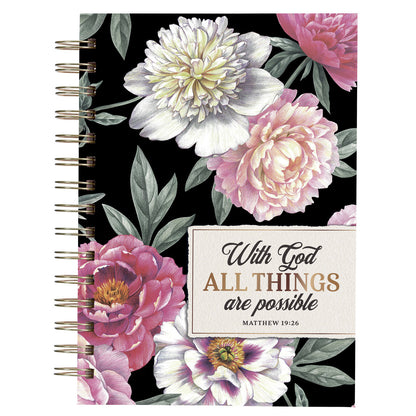 All Things Are Possible Floral Large Wirebound Journal - Matthew 19:26