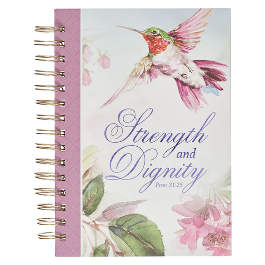 Strength and Dignity Purple Hummingbird Large Wirebound Journal - Proverbs 31:25