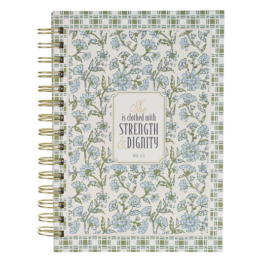 Strength Dignity Blue Cottage Spiral Journal Prov 31:25