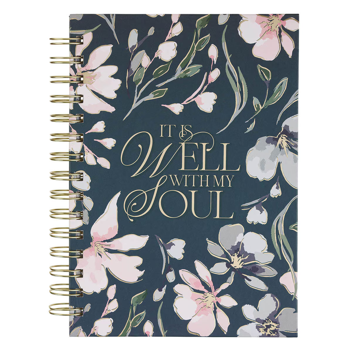 Well With My Soul Navy Floral Spiral Journal