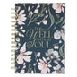 Well With My Soul Navy Floral Spiral Journal