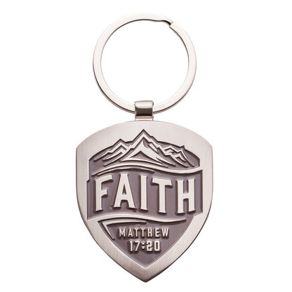 Faith Mountain Vista Metal Key Ring - Matthew 17:20