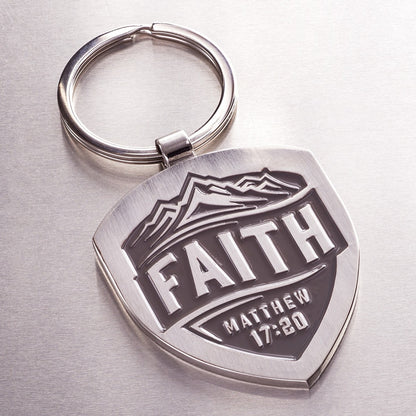 Faith Mountain Vista Metal Key Ring - Matthew 17:20