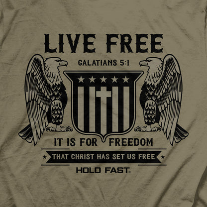 HOLD FAST Mens T-Shirt Live Free Eagles