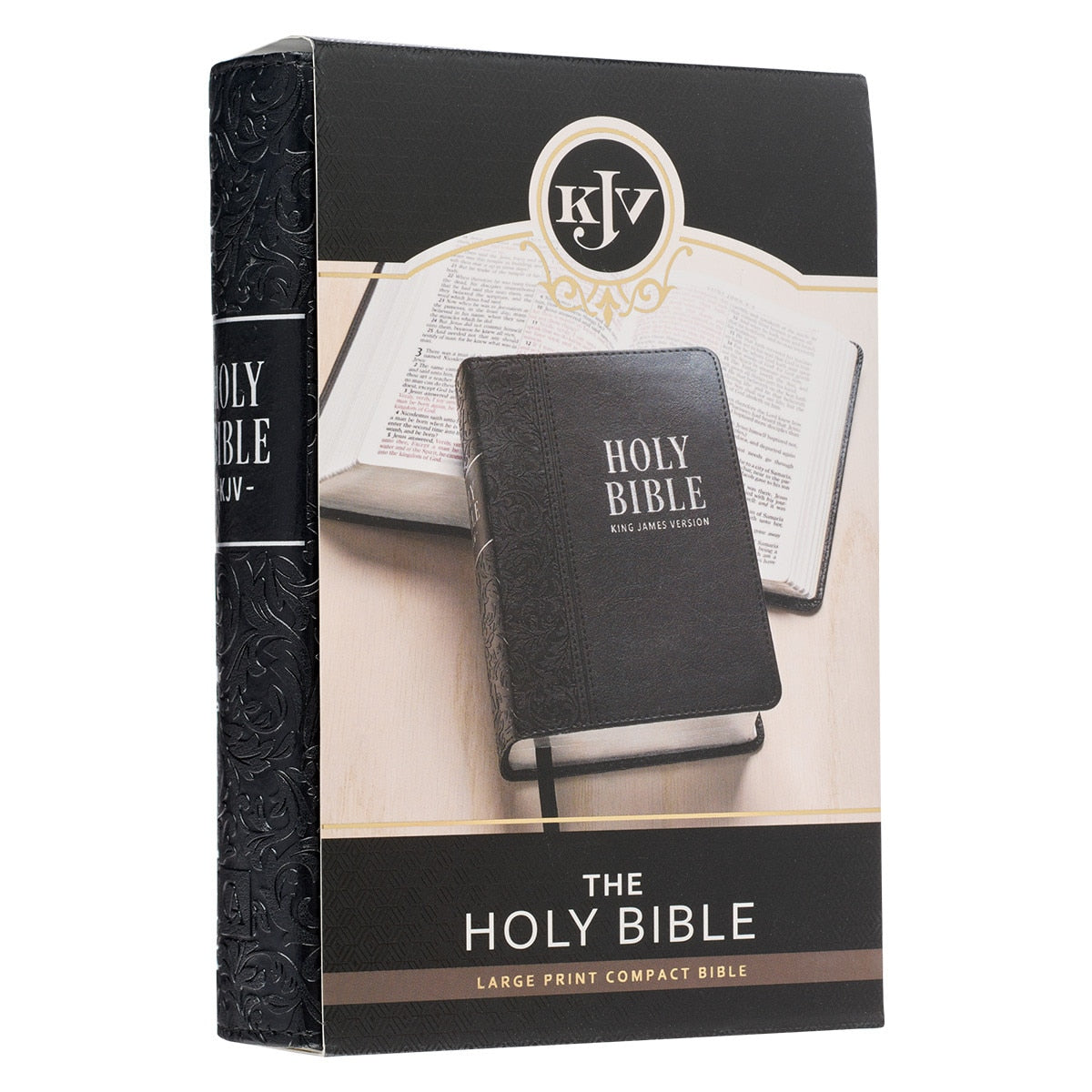 Black Faux Leather Large Print Compact King James Version Bible