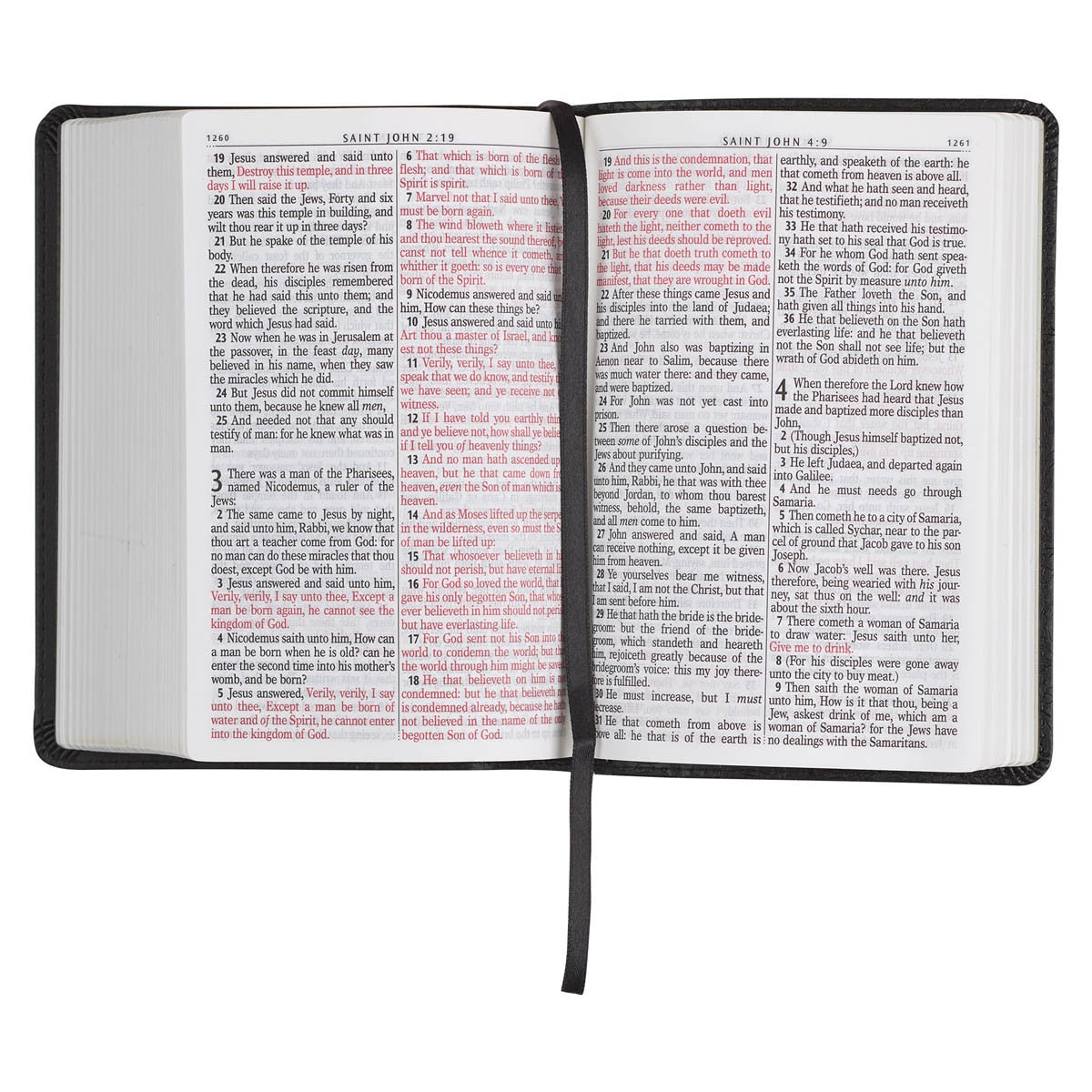 Black Faux Leather Large Print Compact King James Version Bible