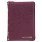 Maroon Faux Leather Compact King James Version Bible with Zipper Closure