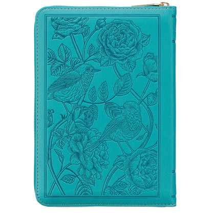 Teal Faux Leather Compact King James Version Bible with Zipper Closure