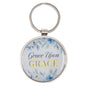 Grace Upon Grace Indigo Rose Gold Metal Epoxy-coated Keychain - John 1:16