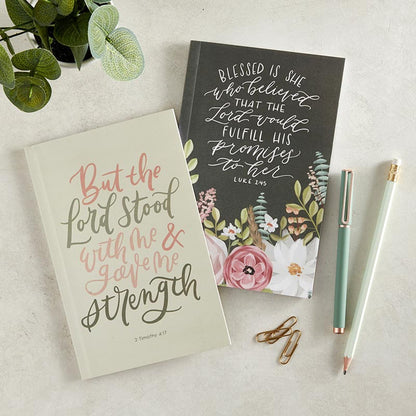 Blessed is she Who Believed/But the Lord Stood With Me Notebooks, Set of 2