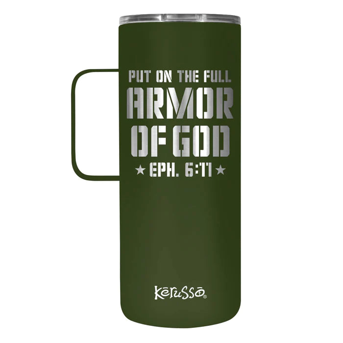 22 oz Stainless Steel Mug With Handle Armor Of God