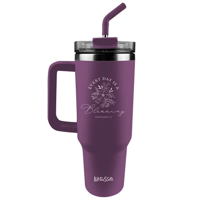 40 oz Stainless Steel Mug With Straw Blessing