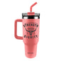 40 oz Stainless Steel Mug With Straw Strength Cow Horns