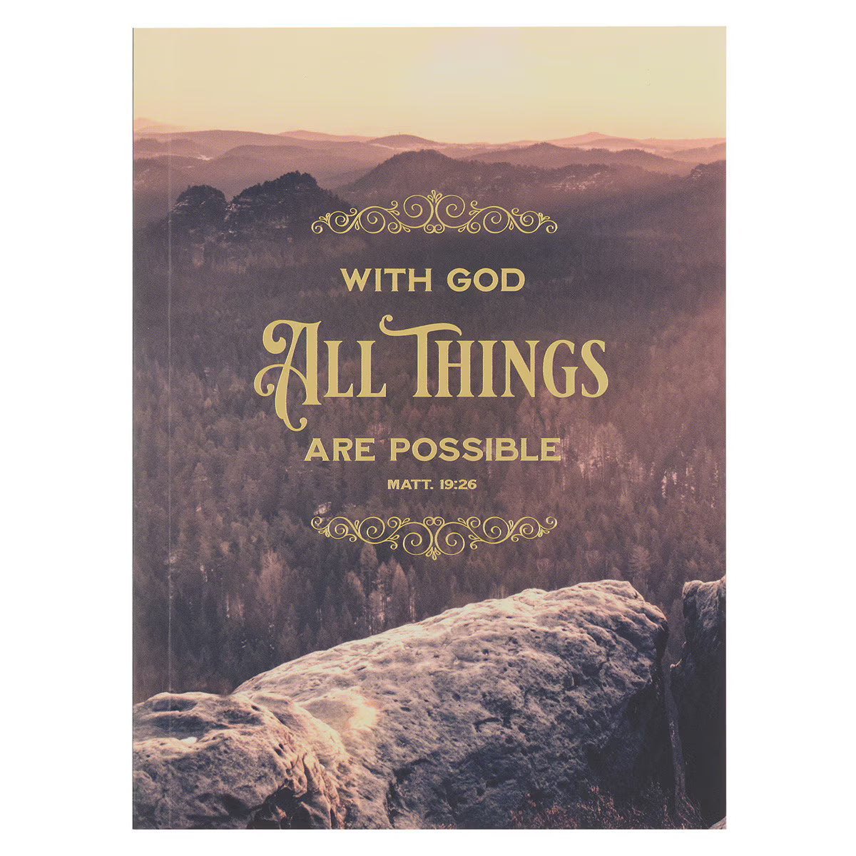 With God All Things Are Possible Mountain Medium Notebook - Matthew 19:26