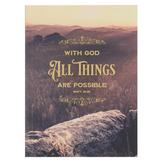 With God All Things Are Possible Mountain Medium Notebook - Matthew 19:26