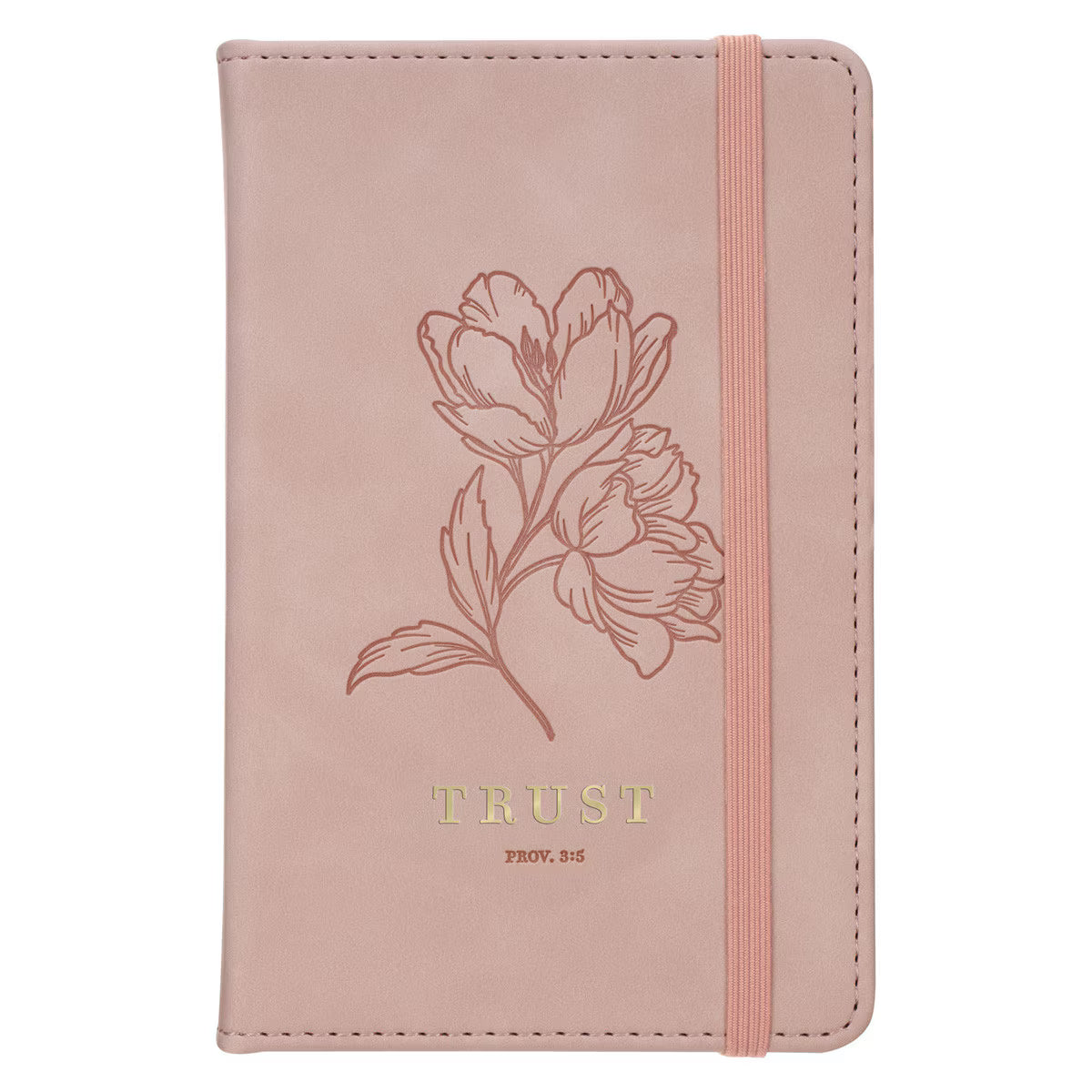 Trust Mottled Blush Faux Leather Hardcover Notebook with Elastic Band Closure