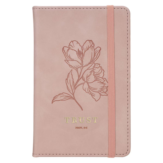 Trust Mottled Blush Faux Leather Hardcover Notebook with Elastic Band Closure