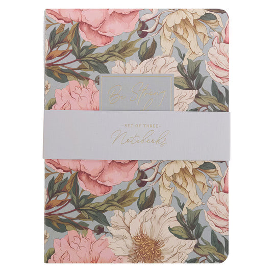 Strong and Courageous Delicate Pink Dahlia Notebook Set - Joshua 1:9