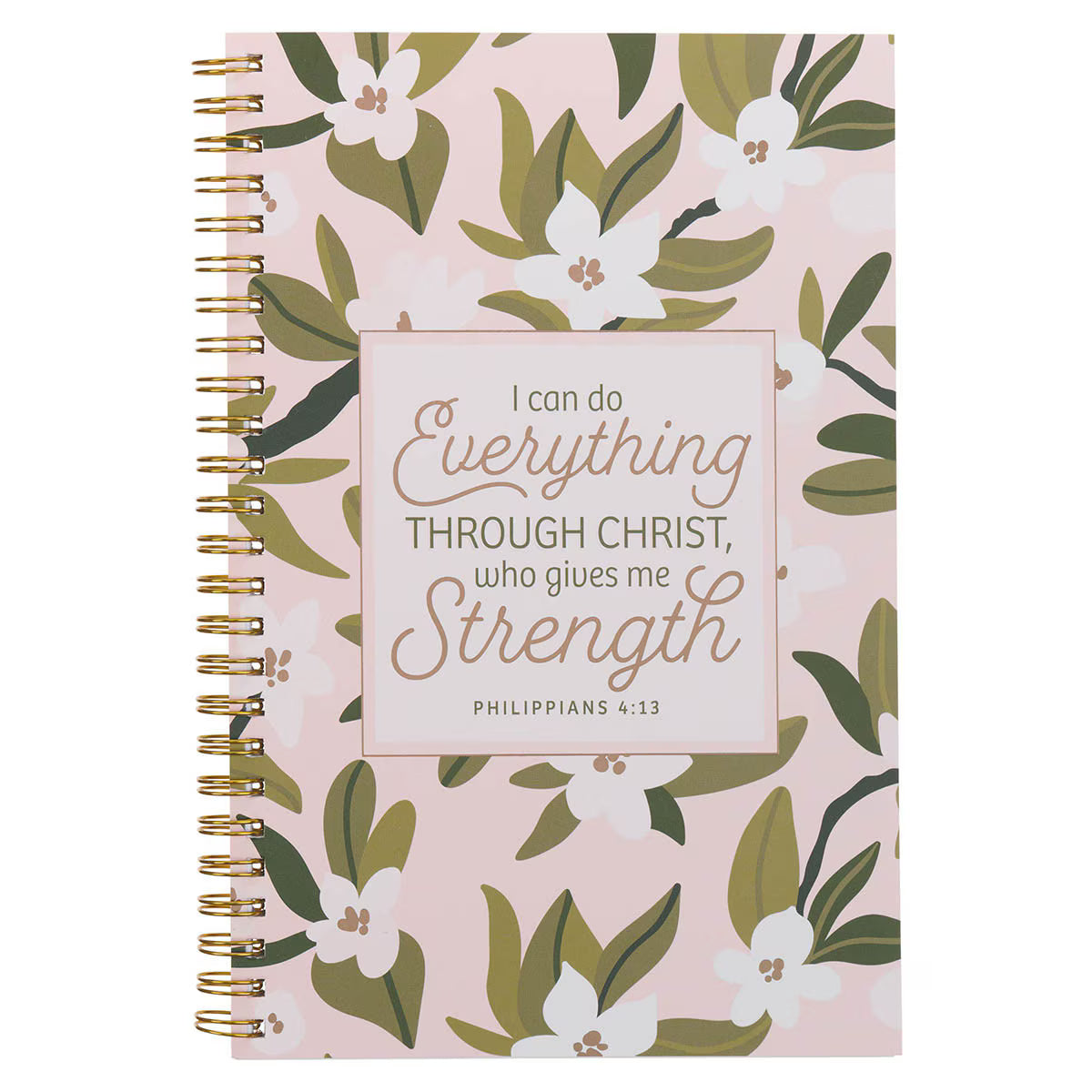 Through Christ Pink Floral Spiral Notebook - Phil 4:13
