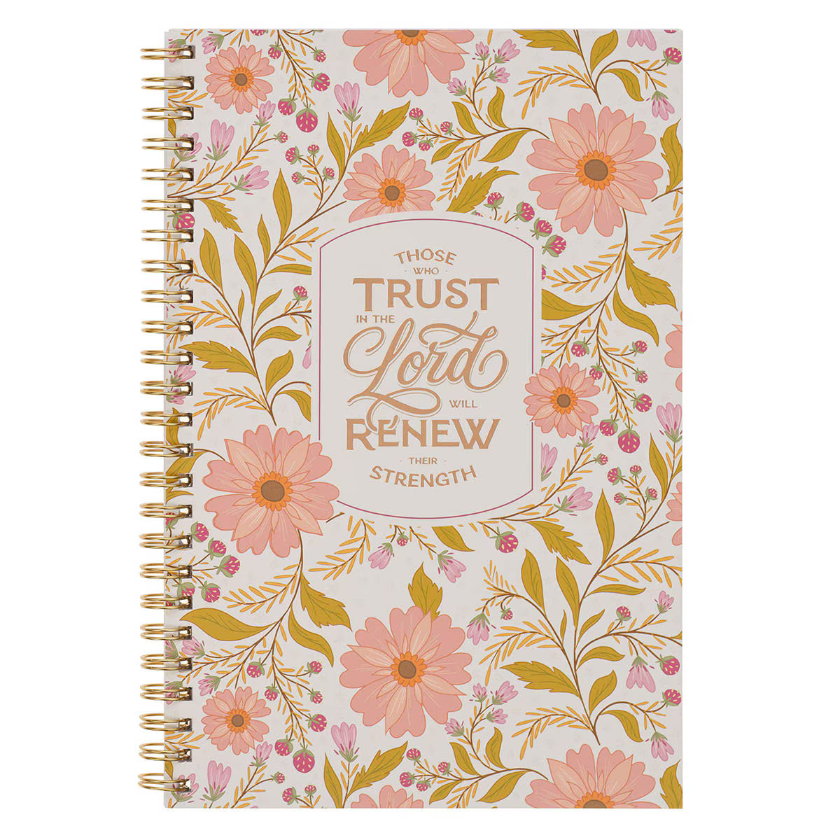 Trust In The Lord Coral Cascade soft Cover Spiral Notebook - Isaiah 40:31 Image FeatureA