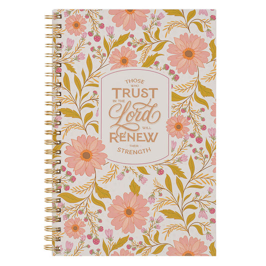Trust In The Lord Coral Cascade soft Cover Spiral Notebook - Isaiah 40:31 Image FeatureA