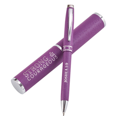 Strong & Courageous Purple Gift Pen – Joshua 1:9