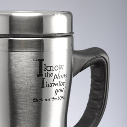 I know the Plans Stainless Steel Travel Mug With Handle - Jeremiah 29:11