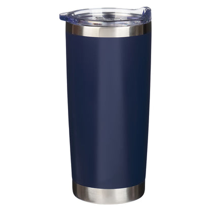 Walk By Faith Navy Stainless Steel Travel Tumbler - 2 Corinthians 5:7