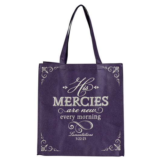 His Mercies are New Purple Amethyst Shopping Tote Bag - Lamentations 3:22-23