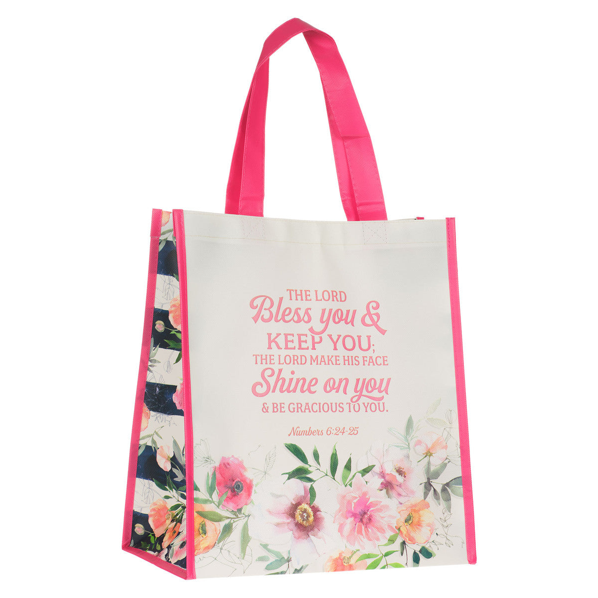 Bless You Tote, Pink & White Floral | Christian Art Gifts