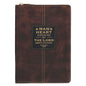 2027 A Man's Heart Smoked Walnut Faux Leather Executive Planner with Zipper Closure - Proverbs 16:9
